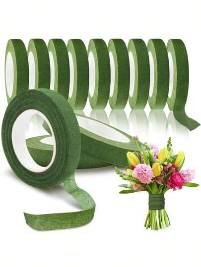 4pcs Dark Green Floral Tape, DIY Green Plant Handmade Floral Packaging Decorative Tape For Bouquet Stems Wrapping And Floral Craft Wedding Bouquets