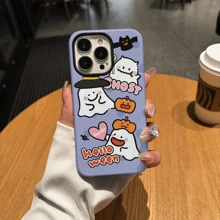 Halloween 1pc 2-In-1 Funny Ghost Satin Textured 3D Creative Pattern Phone Case Compatible With Iphone