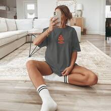 Women's Blouse T-Shirt Short Sleeve Printed Blouse Do What - Màu xám đen - Xem 1