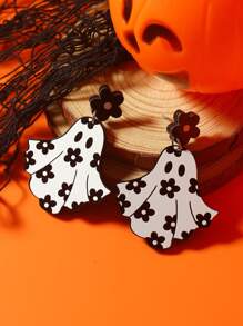 1 对可爱幽灵设计万圣节女式耳环 - 黑與白 - 查看 11