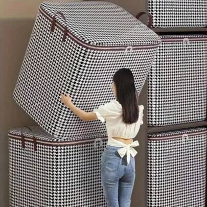 Caja de almacenamiento con diseño de panal de mil pájaros, bolsa de almacenamiento para mantas, contenedor de almacenamiento con asa, caja de almacenamiento para armario