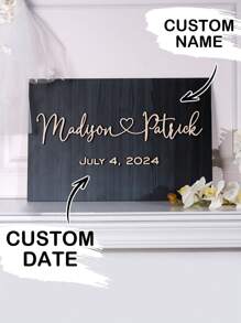 1pc Custom Wooden Board With Name And Date, Rustic Wedding Welcome Sign, Vintage Wooden Wedding Welcome Plaque, Personalized Wedding Welcome Board, Wooden Wedding Ceremony Welcome Sign, Plain Wedding Welcome Decor, Customized Wooden Wedding Sign, Personalized Wooden Wedding Entrance Signage, Retro Wooden Wedding Signage