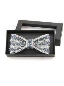 1 pieza Pajarita de cadena de metal con efecto de cristal y patrón de escama de reptil brillante de ABS, accesorio para fiesta/boda/vestimenta formal