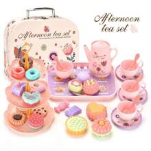 42/22 pièces Set de jeu de thé de princesse - Théière et desserts en plastique pour enfants - Jeu d'imagination pour les filles de 3 à 6 ans, Set de thé pour tout-petits, Tasse à thé pour enfants, Théière jouet
