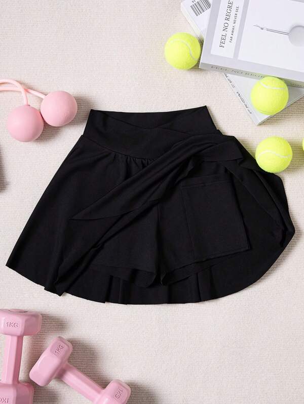 Falda pantalón deportiva casual elástica para niña preadolescente, falda pantalón de yoga (YY296)