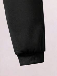 Tween-Mädchen Outfit aus Fleece-Kapuzenpullover mit grafischem Druck und Jogginghose - Schwarz - Übersicht 6