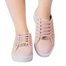 Kit 3 Pairs Women's Casual Flatform Love Basic Sneakers Plain High Sole Lace-Up - 白色/黑色/糖果色 - 查看 6