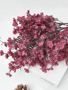 1 件装秋季人造花丝绸梅花树枝逼真触感 DIY 花束欧式假丝绸植物花适合家庭厨房卧室餐厅中心装饰圣诞节感恩节万圣节婚礼派对花瓶装饰 - 紫紅色滿天星 - 查看 4