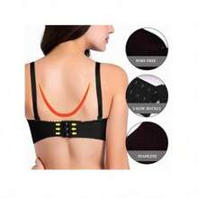 Brasier Bra Top Cordón Doble Push Up Moda Asiatica Con Braga,Brasier Push-up para Mujer, sin alambres, sin Costuras, sin Costuras - Negro - Ver 5