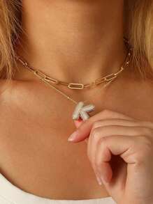 rakol Set de 3 collares de estilo bohemio personalizado y de moda con capas de oro, collares con letras, adecuado para decoración diaria por capas, puede ser un regalo para mujeres - Conjunto de collar (juego de tres piezas) - Ver 2