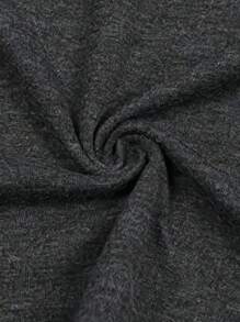 Plus-Size Women's Knitted Top Letter Print - 深灰色 - 查看 3