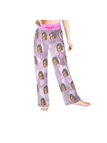 [DIY] Customized Women's Long Pajama Pants, Personalized With Portrait Photo, Novelty Gift, Big Head Portrait, Face Replacement Funny Design. Lightweight, Breathable, Quick-Dry, Silky Soft Fabric. Gift For Friends, Lovers, Partners, Party, Birthday