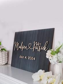 1pc Custom Wooden Board With Name And Date, Rustic Wedding Welcome Sign, Vintage Wooden Wedding Welcome Plaque, Personalized Wedding Welcome Board, Wooden Wedding Ceremony Welcome Sign, Plain Wedding Welcome Decor, Customized Wooden Wedding Sign, Personalized Wooden Wedding Entrance Signage, Retro Wooden Wedding Signage