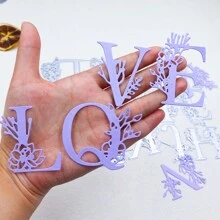 1 Bộ Khuôn Cắt Kim Loại Hình Lá Hoa Chữ Cái Viết Hoa Cho Sổ Lưu Niệm Tự Làm Trang Trí Dập Nổi Thủ Công Mỹ Nghệ Mẫu Cắt Khuôn Chữ Tự Làm - Bạc - Xem 8