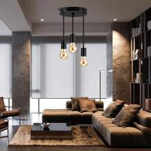OYAJIA 3 Way Light Fittings Ceilings,Black Ceiling Lights Fitting With E27 Base, Industrial Ceiling Lights,Semi Flush Ceiling Lights,Ceiling Lights For Living Room,Bedroom(NO Bulbs)