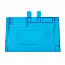 Soldering Mat Insulation Silicone Magnetic Repair Work Mat Heat-Resistant Soldering Station Mat For BGA And Gun Soldering Iron, Workbench, Cell Phone Laptop Repair - Blue - View 2
