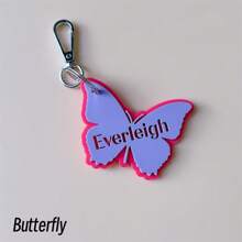 Customized Keychain, Personalized Name Fashionable Girl Plant & Flower Element Design, Souvenir Birthday Gift, Surprise Gift, Graduation Season Essential, Travel Essential - Silver - View 5