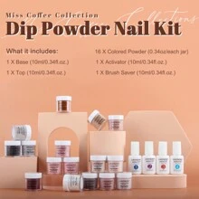 Lavender Violets Dip Powder, 20-teiliges Tauchpulversystem, weihnachtsgeschenk French Nail Starter Kit, Weiß, Pink, Gold, Silber, Acrylpulver, Nagelfarbe für Maniküre, Nagelkunst mit Basis- und Decklack, Aktivator, Brush Saver M960