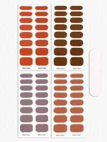 Beauty Sticker 64 miếng dán móng gel bán cứng, thích hợp với mọi loại đèn UV, bền lâu, thiết kế nhiều màu sắc cho mùa đông, miếng dán móng tay tự dính bóng, nghệ thuật làm móng dạng gel cho phụ nữ và trẻ em gái tự làm tại nhà - Nhiều màu - Xem 3