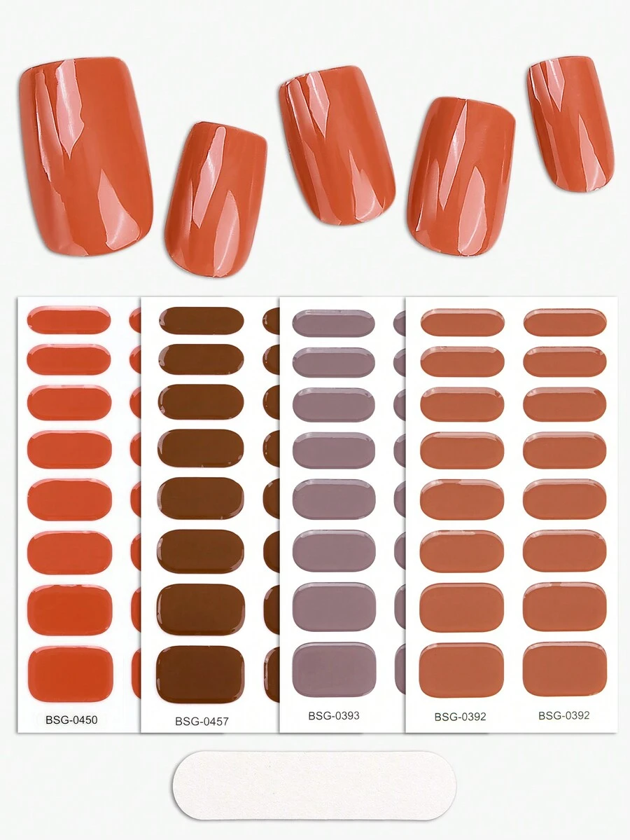 Beauty Sticker 64 miếng dán móng gel bán cứng, thích hợp với mọi loại đèn UV, bền lâu, thiết kế nhiều màu sắc cho mùa đông, miếng dán móng tay tự dính bóng, nghệ thuật làm móng dạng gel cho phụ nữ và trẻ em gái tự làm tại nhà