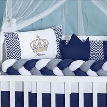 Baby Magic Island Tổ em bé + Nôi vải lanh Crown Royalty Hoàng tử và công chúa - Màu xanh hải quân - Xem 4