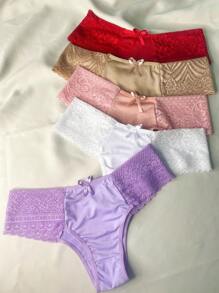 Kit 5 Lace Side Panties Lace Thong - 彩色 - 查看 2