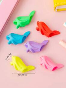 5 piezas/paquete Agarre de lápiz de silicona suave con diseño de delfín creativo, color aleatorio - Multicolor - Ver 4