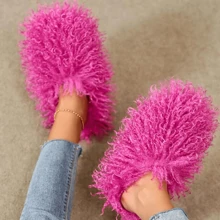 Women's Plush Faux Fur Slippers - Fluffy And Warm Slide-On Slipper For Cozy Comfort - Rusty Rose - View 5
