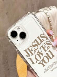 Apple Christian Phone Case 1pc Minimalist Slogan Plain Design Jesus Air Cushion Full Cover Phone Case Compatible With IPhone 11/12/13/14/15 Pro Max Waterproof Shockproof Anti-Fall Scratch Resistant - Multicolor - View 4