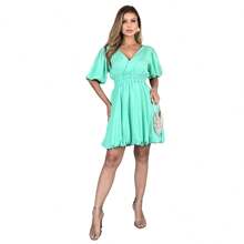 Vestido Balone Feminino Curto Com Forro Manga Curta Balone