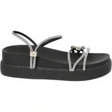 Women's Shiny Flatform Papete Sandal - Black - View 4