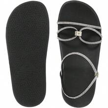 Women's Shiny Flatform Papete Sandal - Black - View 5