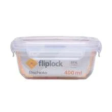 Kit 2 Transparent Rectangular Pot With Fliplock Lid, Lunch Box 400ml - 無色 - 查看 2