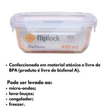 Kit 2 Transparent Rectangular Pot With Fliplock Lid, Lunch Box 400ml - 無色 - 查看 3