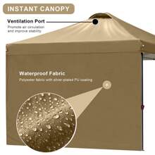 KAMPKEEPER Canopy Tent,10x10 Canopy Tent With Sidewalls,Pop Up Canopy Tent For Commercial Garden Wedding Camping Party With 2 Sidewalls & 4 Weight Bags & Carry Bag - Khaki - View 6
