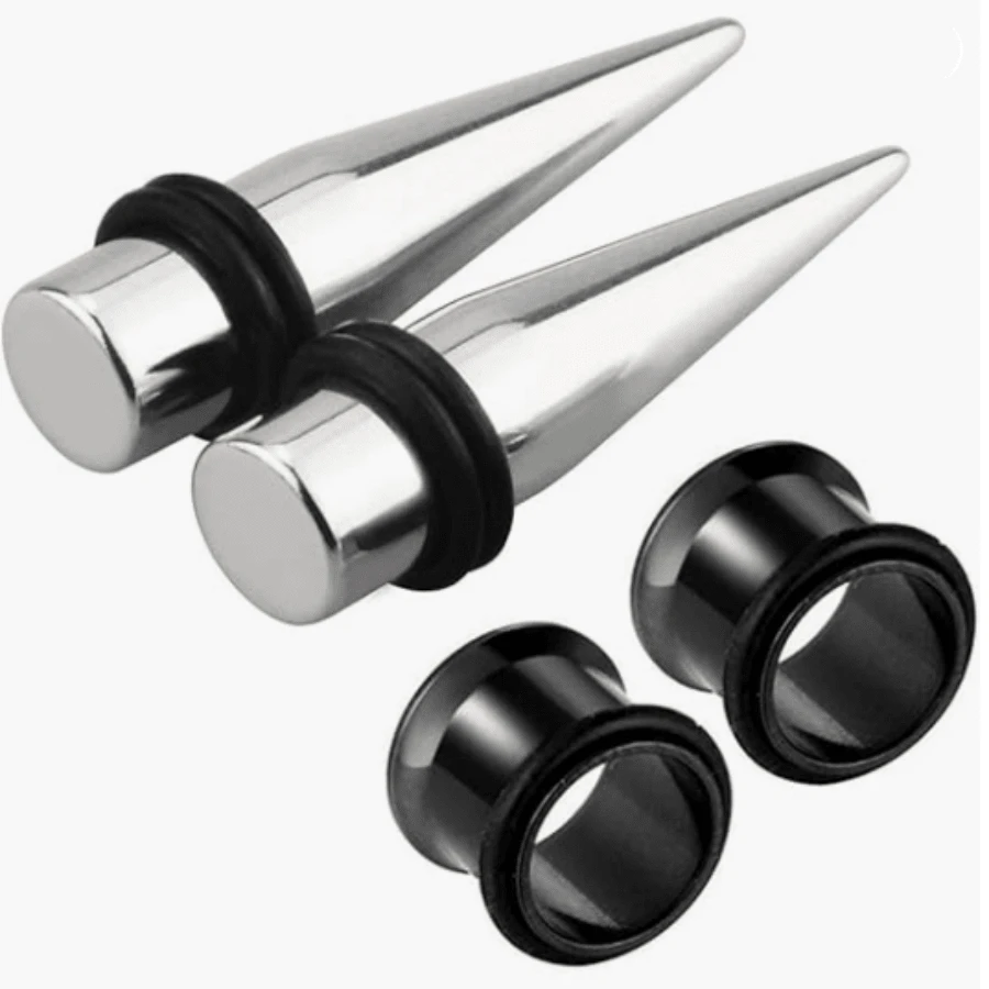 2 Pairs 316L Steel Tapers And Tunnels Ear Stretching Kit Gauges Gauging