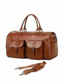 Garment Bag For Travel,Carry On Garment Bag,3In 1 HangingSuitcase Suit Weekender Travel Bag,Set Of 2 With WashBag,Convertible Garment Bag With Shoulder Strap,HangingSuitcase Suit Travel Bags Gym Bag Big Bag Overnight Bag ForSport For SchoolFor Holidav,Transparent Wash Bag Color Random - 棕色 - 查看 1