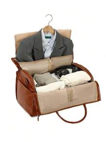 Garment Bag For Travel,Carry On Garment Bag,3In 1 HangingSuitcase Suit Weekender Travel Bag,Set Of 2 With WashBag,Convertible Garment Bag With Shoulder Strap,HangingSuitcase Suit Travel Bags Gym Bag Big Bag Overnight Bag ForSport For SchoolFor Holidav,Transparent Wash Bag Color Random - 棕色 - 查看 8