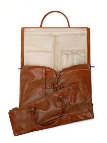 Garment Bag For Travel,Carry On Garment Bag,3In 1 HangingSuitcase Suit Weekender Travel Bag,Set Of 2 With WashBag,Convertible Garment Bag With Shoulder Strap,HangingSuitcase Suit Travel Bags Gym Bag Big Bag Overnight Bag ForSport For SchoolFor Holidav,Transparent Wash Bag Color Random - 棕色 - 查看 5