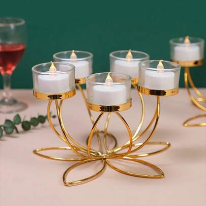 1Pc Mental Candlestick Holder Iron Candlestick Holders For Romantic Candlelight Dinner Props Modern Table Decoration Retro Style Bedroom  Decor Ornaments,