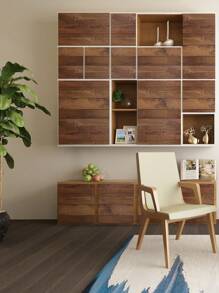 1 Roll Of Retro White Brown Khaki Beige Wood Grain Solid Wood Board Pattern Imitation Wood Grain Wallpaper Suitable For Home Decoration, Kitchen Cabinets, Tables And Chairs, Room Backgrounds, Home Renovation, DIY, Waterproof, Stain Resistant, Easy To Clean, Self-Adhesive, Peel And Paste Wallpaper Wall Stickers - Multicolor - View 12