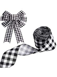 1/2/3 Roll Wired Edge Ribbons Buffalo Plaid Burlap Ribbon Farmhouse DIY Gift Wrapping Crafts For Christmas Bow Wreath Tree Decoration,Christmas - Christmas Ribbon - View 12