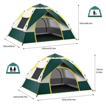 Fully Automatic Quick Opening Camping Tent, Dual Doors And Windows For Superior Ventilation, Waterproof Windproof Tent, Easy Setup, Lightweight And Portable, 2-3 Person, Ideal For Outdoor Camping, Hunting, Hiking, Mountaineering, And Travel - Màu xanh lá cây đậm - Xem 8