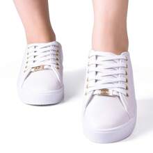 Kit 3 Pairs Women's Casual Flatform Love Basic Sneakers Plain High Sole Lace-Up - ĐEN/TRẮNG/CARAMEL - Xem 4