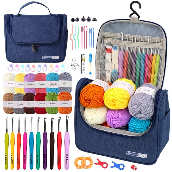 Crochet Kits For Beginners, All In One Crochet Kits With 840 Yards Crochet Yarn, 10 Size Ergonomic Crochet Hooks 2.0mm~6.5mm