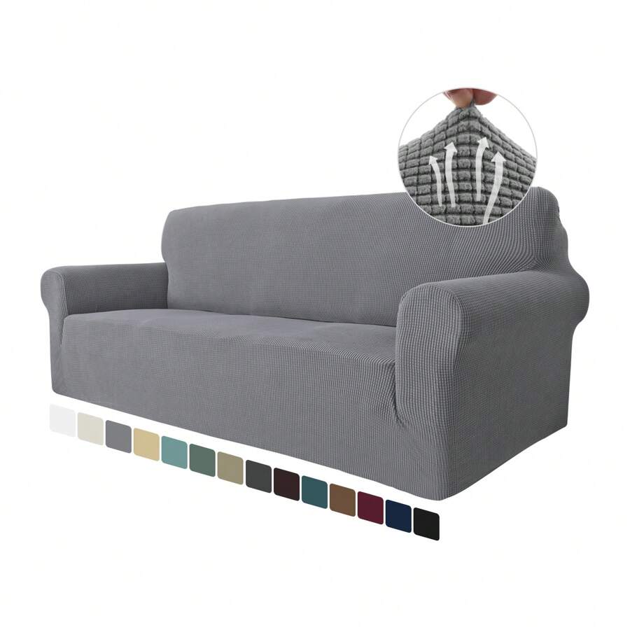 CYCMACO Sofa Cover 1/2/3/4 Seater With Armrest, Stretch Sofa Cover Non-Slip, Modern Sofa Cover For Dogs Pets, Breathable Couch Cover With Elastic Bottom - Light Grey - View 1