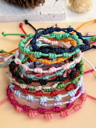 1pc Minimalist Creative Colorful Friendship Braided Adjustable Handmade Peruvian Knot Bracelet, Suitable For Both Men And Women