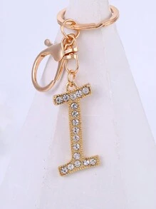 1 st., vergulde en met strass versierde eerste letter sleutelhanger, schattige strass sleutelhanger, geschikt voor dagelijks gebruik, geschikt voor zowel mannen als vrouwen, ringtas, sleutelhanger, rugzakhanger, cadeaus voor vrouwen en meisjes, portemonnee en handtas accessoires, eerste letter A-Z