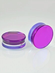 Pair Glass Double Flare Purple Glass Flashback Ear Plugs Brown Color Tunnel Gauge Ear Stretching Piercing Expander - Brown Glass - View 18