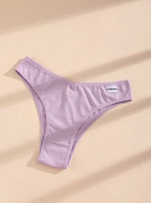 4 条装 女士纯色 V 型内裤 棉质舒适比基尼内裤 透气巴西短裤 - 彩色 - 查看 6